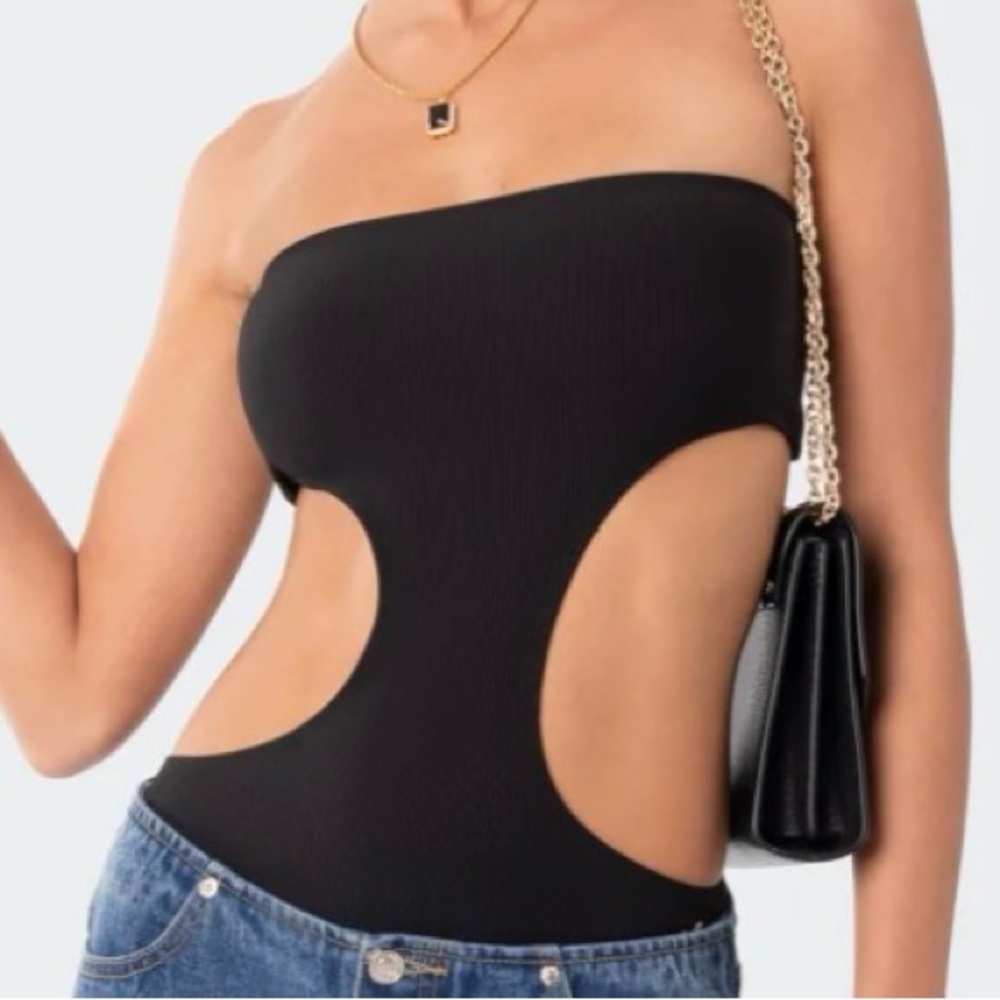 Edikted Black Cutout Women's Bodysuit Top